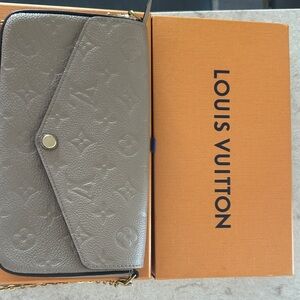 Louis Vuitton Taupe Monogram Envelope Crossbody with Gold Chain
